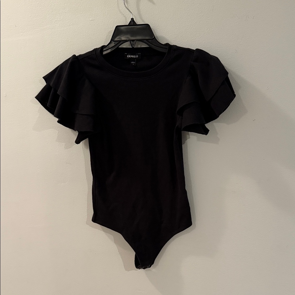 Express Black Ribbed Top